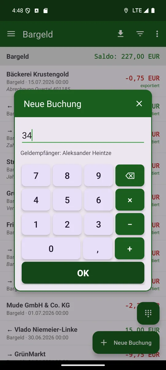 Betrag-only-Erfassung: der Empfänger wird über den Standort gefunden