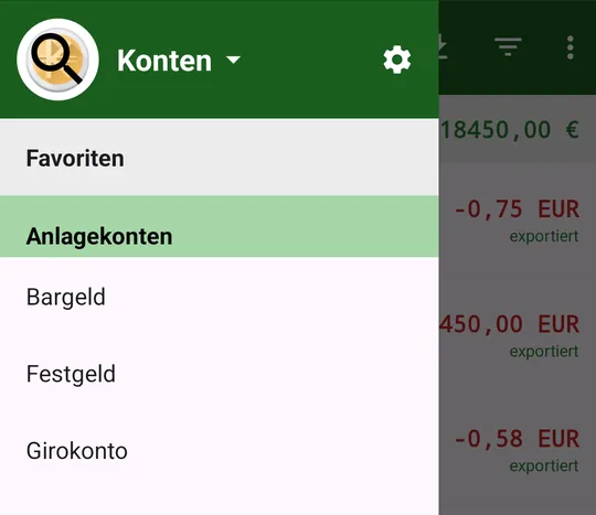 Danach trägt die oberste Zeile den Gruppennamen